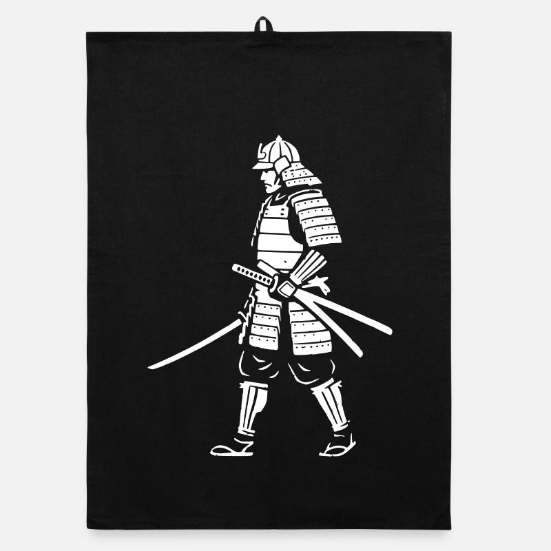 Samurai Warrior Walking Armor Vector Organic dish towel