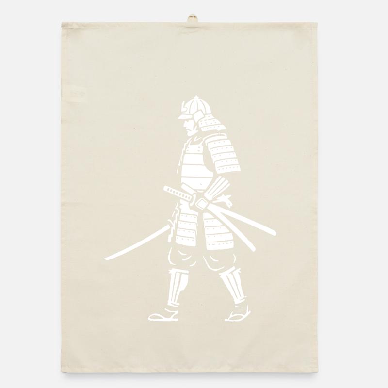 Samurai Warrior Walking Armor Vector Organic dish towel