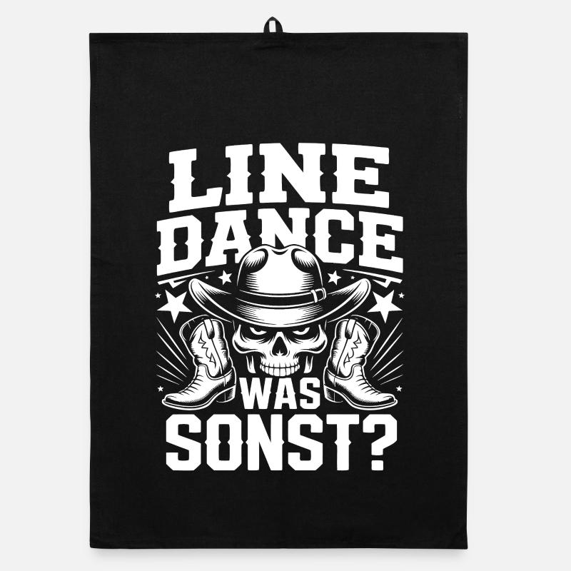Line Dance Schädel Cowboy Organic Geschirrtuch