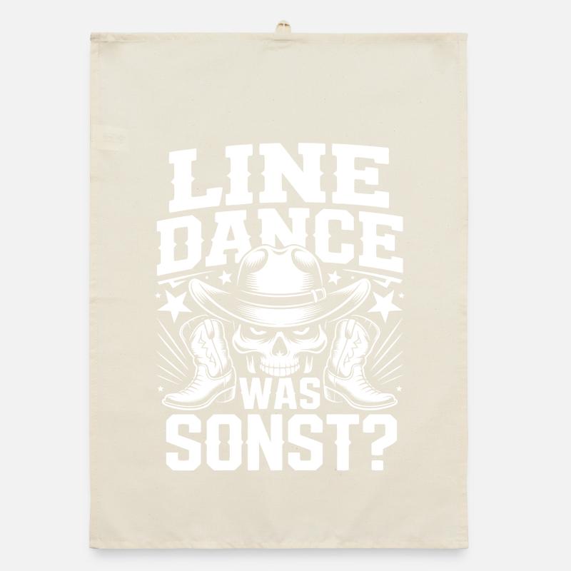 Line Dance Schädel Cowboy Organic Geschirrtuch