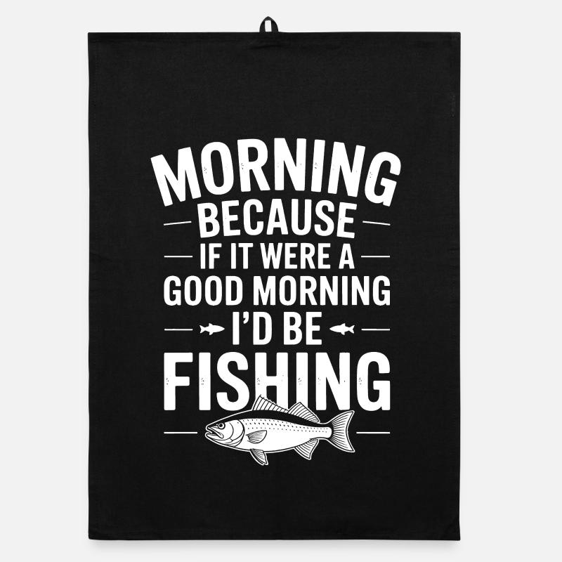 Illustration de citation de pêche matinale Torchon bio