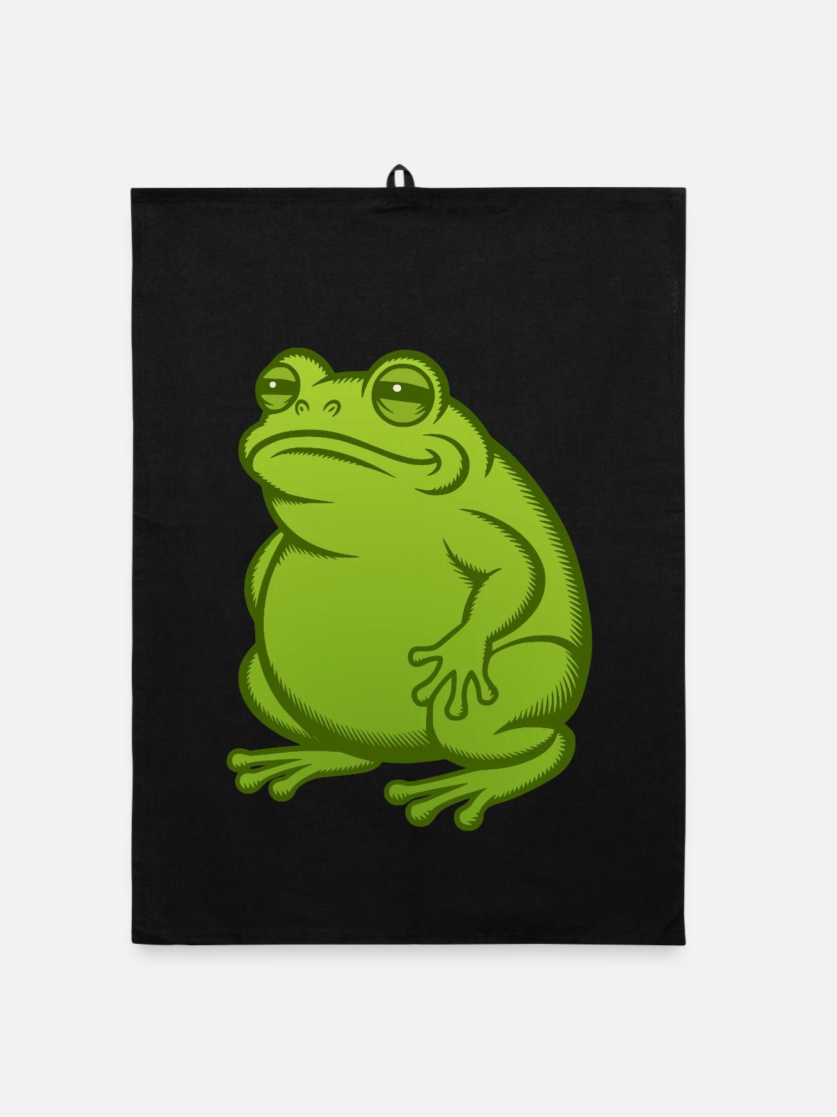 Dicker fetter Frosch - Organic Geschirrtuch - Schwarz - Vorne
