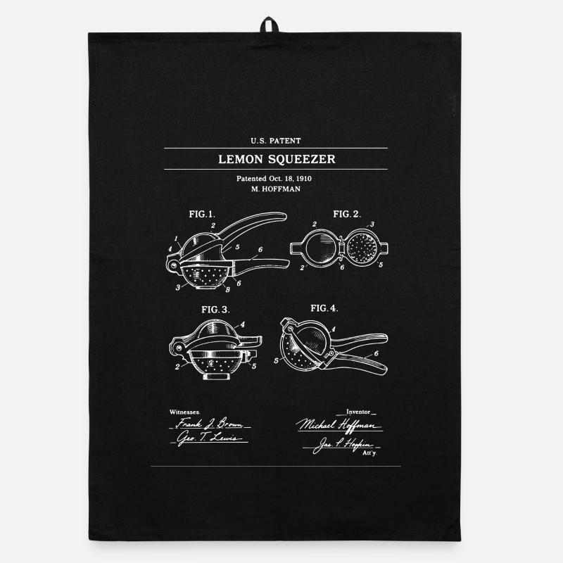 Lemon Squeezer Patent Line Art Organic dish towel