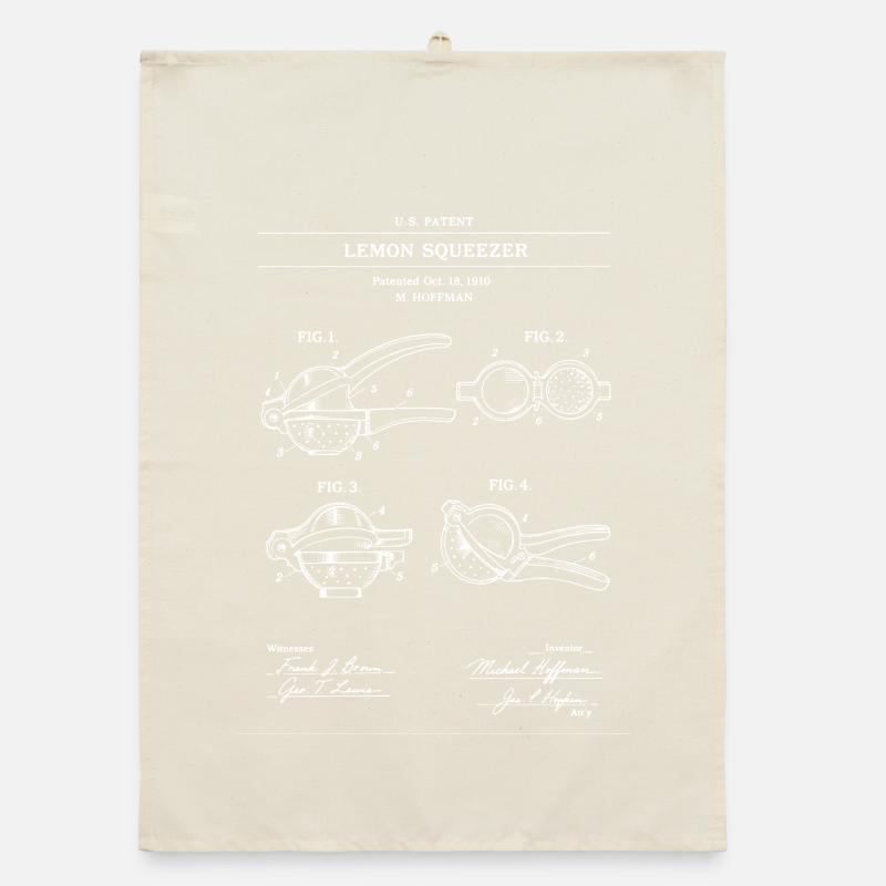 Lemon Squeezer Patent Line Art Organic dish towel