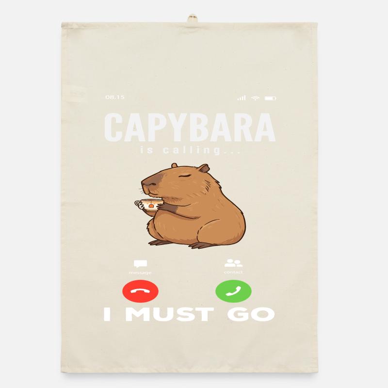 Phone Call Calling Capybaras Cute Organic dish towel