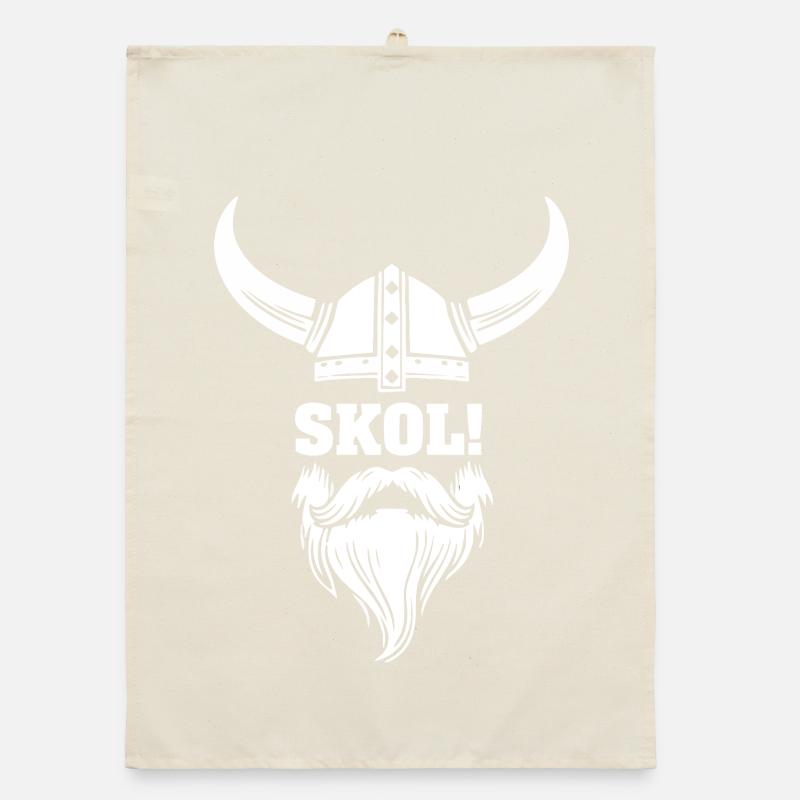 Wikinger-Skol Hornhelm-Bart-Maskottchen Organic Geschirrtuch