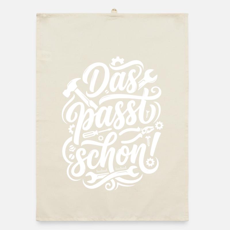 Das passt schon Handwerker Spruch Organic Geschirrtuch