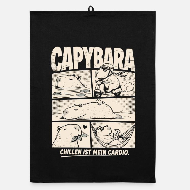 Capybara Chill Comic Entspannung Humor Organic Geschirrtuch