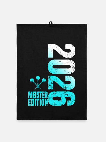 Darts Champion 2026, Kreisliga Shirt cyan white - Organic dish towel - black - Front
