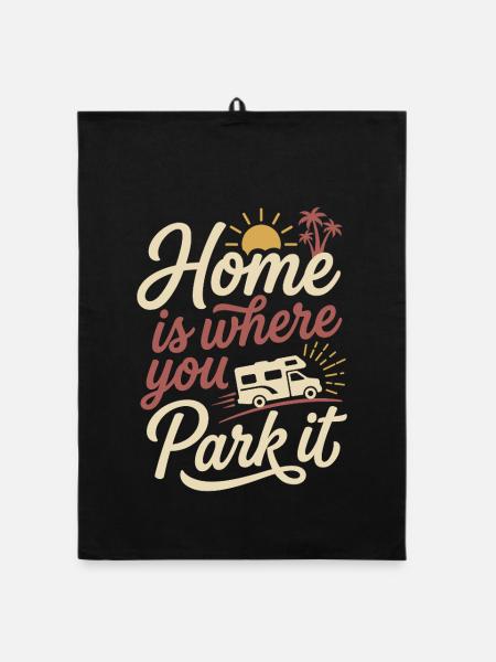 Camper - Home is Where You Park It - Organic dish towel - black - Front