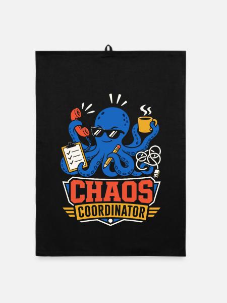 Chaos Coordinator Octopus - Organic dish towel - black - Front