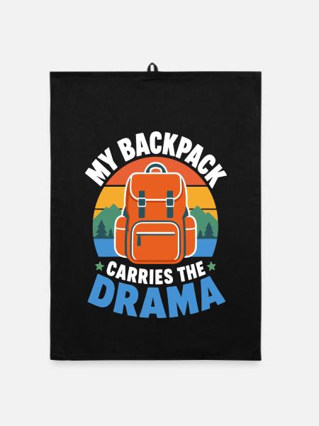 Rucksack trägt das Drama - Organic Geschirrtuch - Schwarz - Vorne
