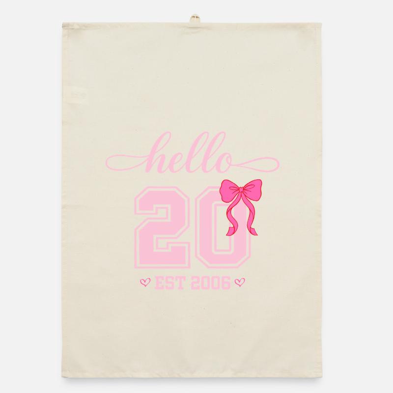 Hello 20 Est 2006 Women's Birthday Design Organic dish towel