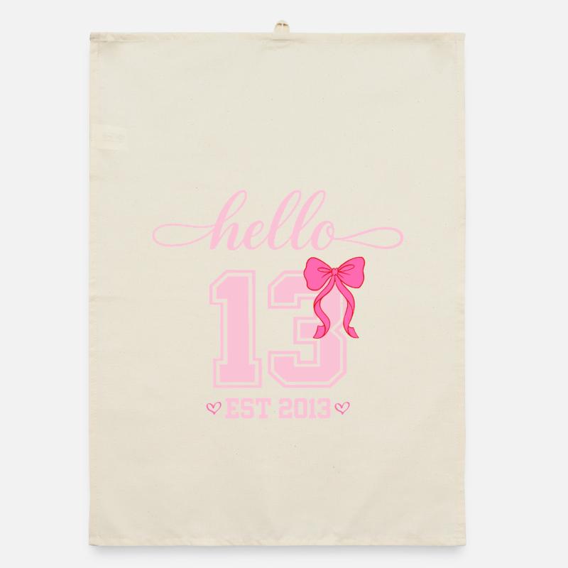 Hello 13 Est 2013 Mädchen Geburtstag Design Organic Geschirrtuch