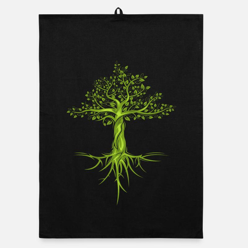 bäume baum natur nature symbol forest Wald Logo - Organic Geschirrtuch - Schwarz