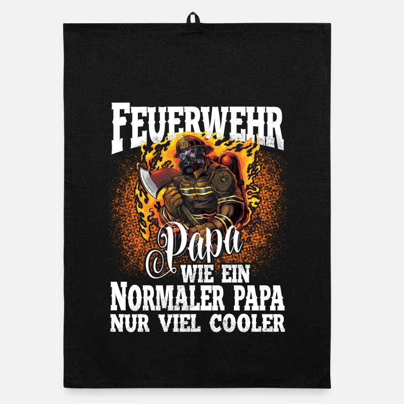 Feuerwehr Papa - Organic Geschirrtuch - Schwarz