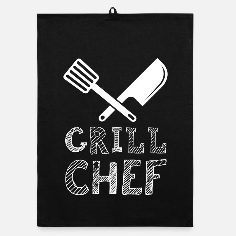 Grillcheff Grillen Symbol Kochen Essen Messer Organic Geschirrtuch
