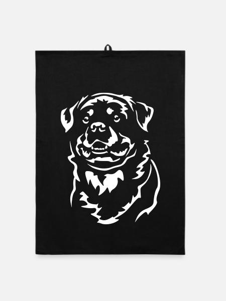 Rottweiler Kopf "Black Edition" - Organic Geschirrtuch - Schwarz - Vorne
