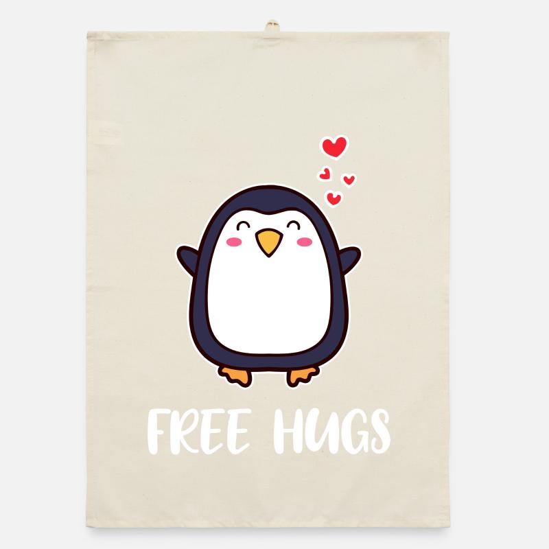 Animal Mignon Pingouin Coeur Déclaration Oiseau Pôle Sud Torchon bio