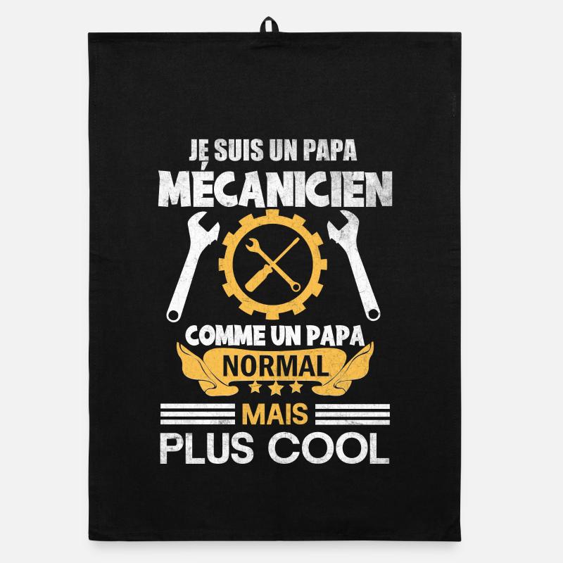 Papa mécanicien comme papa normal mais plus cool Torchon bio