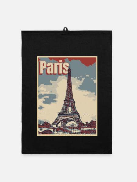 Paris Stadt der Liebe - Organic Geschirrtuch - Schwarz - Vorne