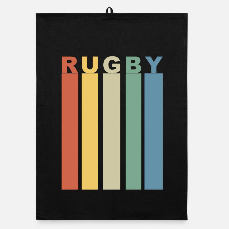 Retro rugby bande de couleurs verticales Torchon bio