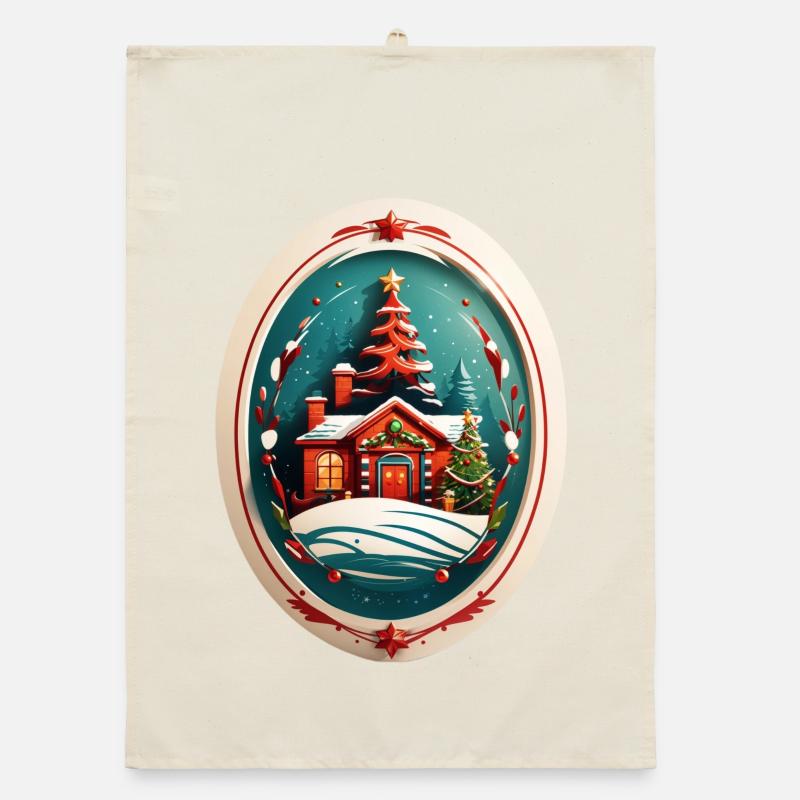 Christmas hut Organic dish towel