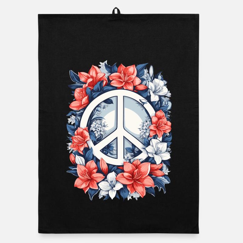 Signe de paix avec des fleurs Torchon bio