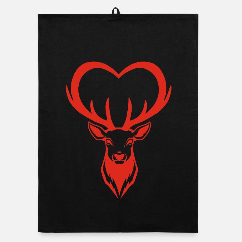Red Deer Heart Organic dish towel