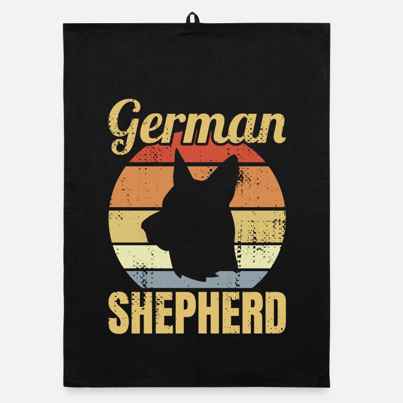 Retro German Shepherd Organic dish towel
