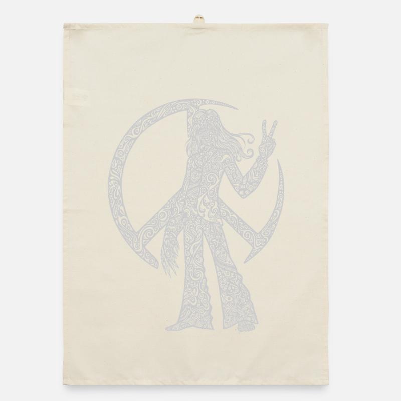 Flower Power Hippie Abstract mit Peacezeichen Organic Geschirrtuch