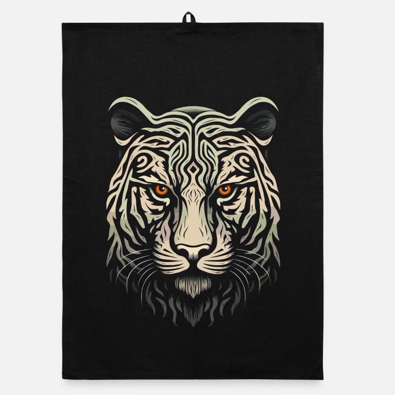 White Tiger Head Organic dish towel