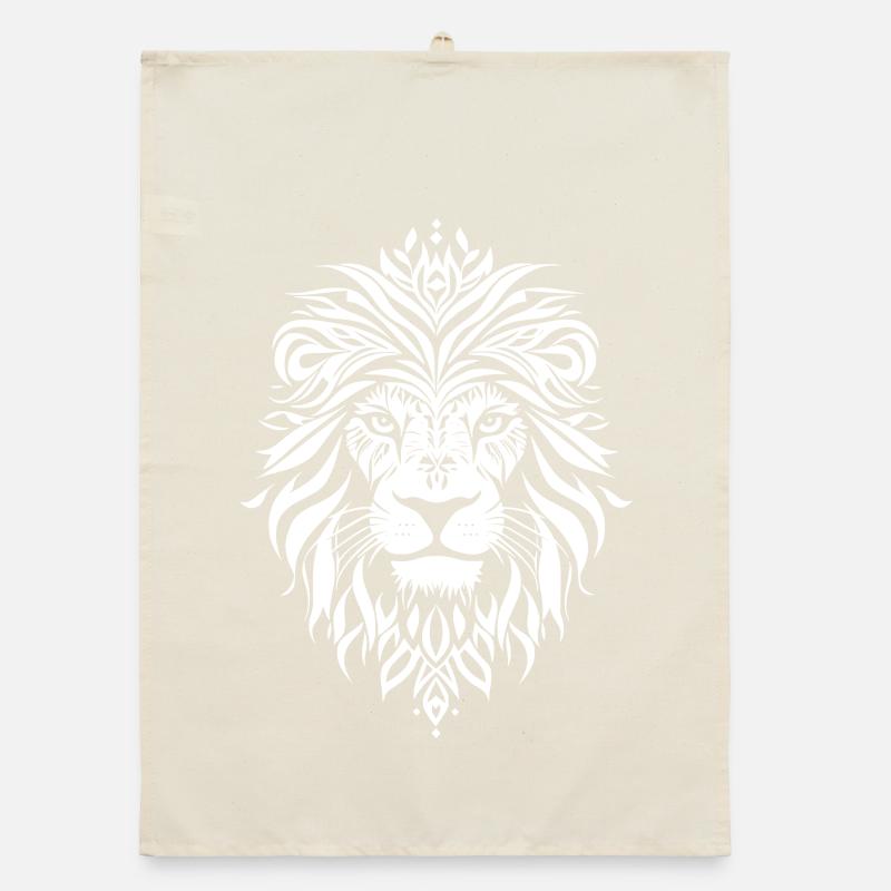 Powerful lion lion head in tribal style Organic dish towel