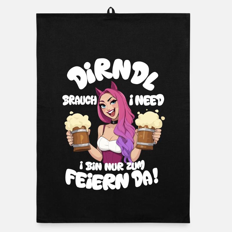 Dirndl Remplacement Chat Oreilles Fille de Fête Avec Mesure De Bière Torchon bio