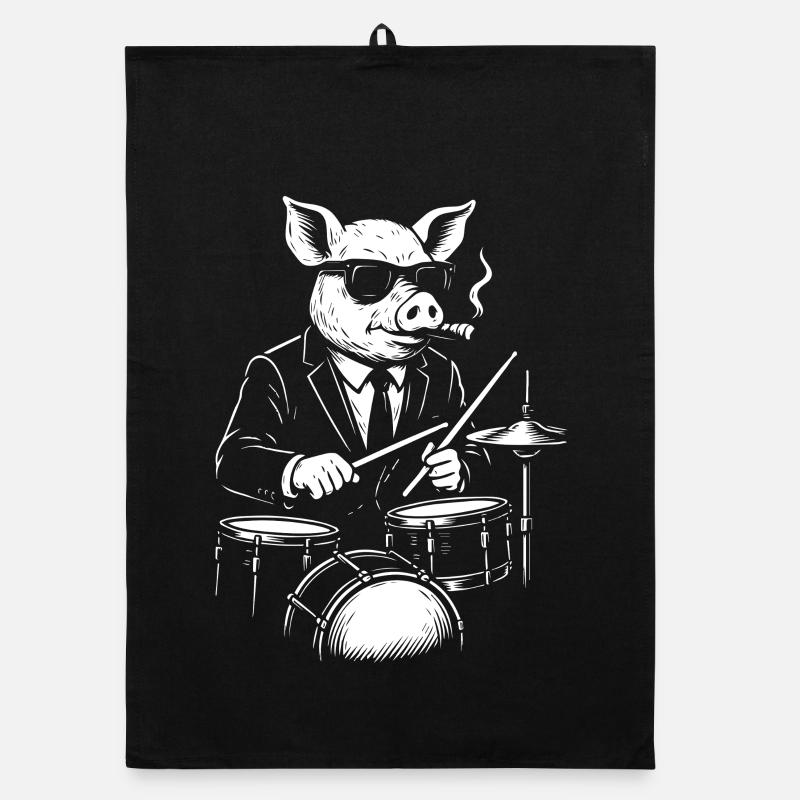 Jazz Pig Trommler im Anzug Organic Geschirrtuch