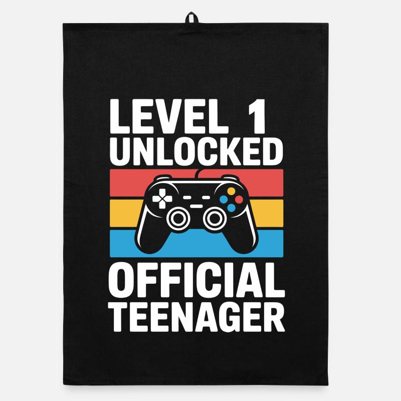 Level 1 Unlocked Birthday Gamer Gift Organic dish towel