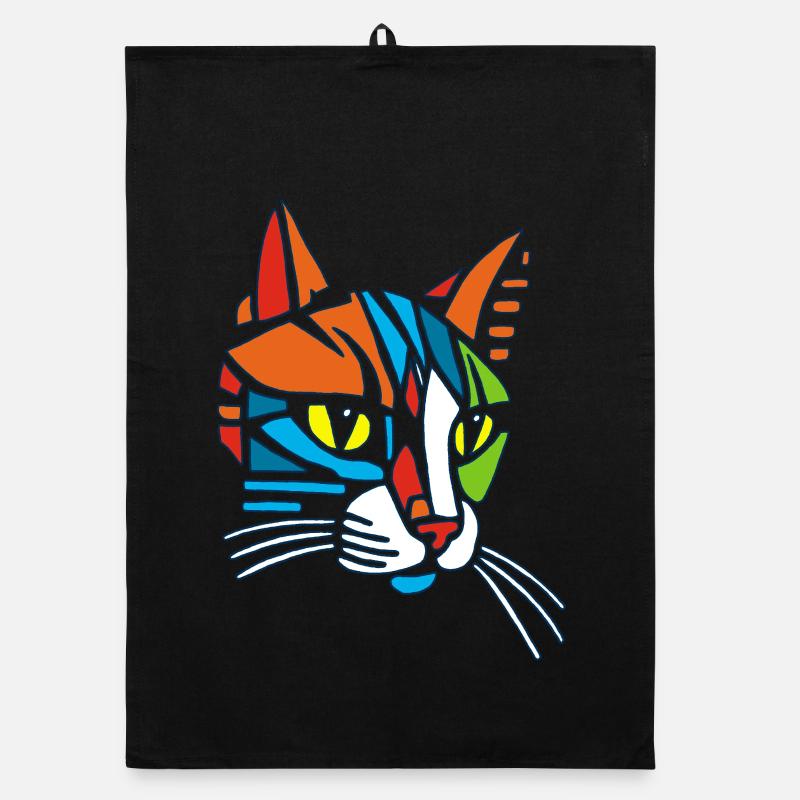Chat Mosaïque tribal Torchon bio