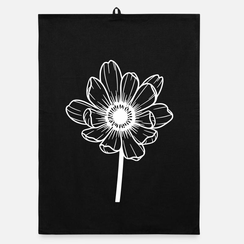 Fleur blanche graphique Torchon bio