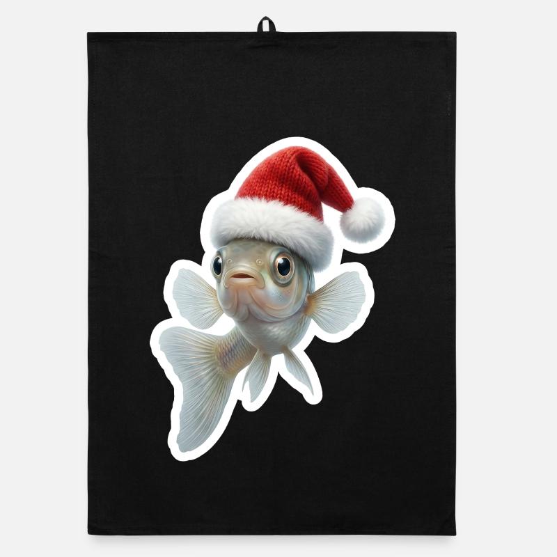Bubbling Guppy Fish Christmas Greeting Organic dish towel