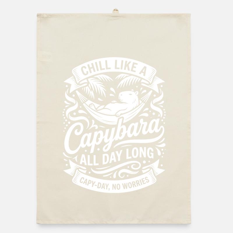 Capybara Chilling All Day Organic dish towel