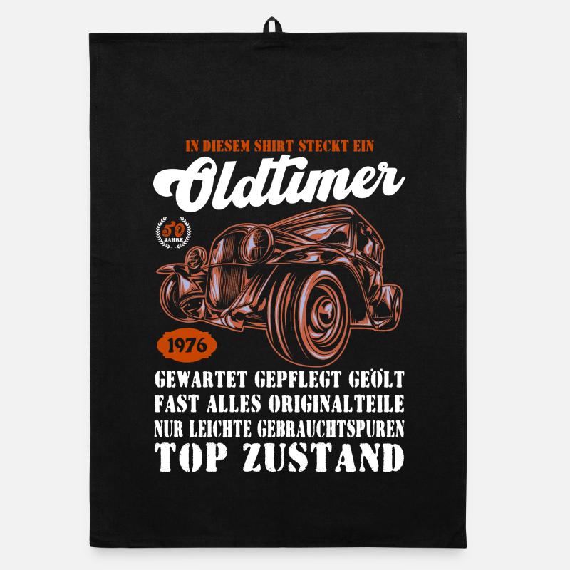 Oldtimer 1976 Retro Auto Illustration 50. Organic Geschirrtuch