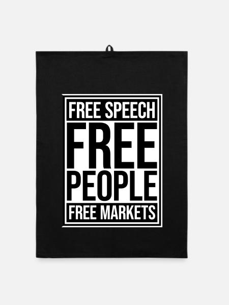 Free Speech Markets People Libertär Freiheit Logo - Organic Geschirrtuch - Schwarz - Vorne