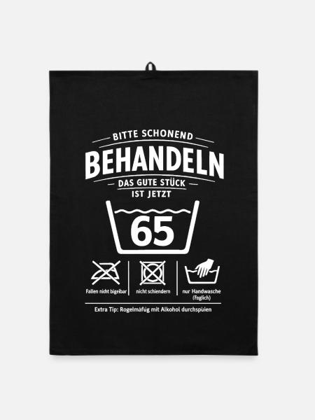 65. Geburtstag Schonend Behandeln Tempolimit - Organic Geschirrtuch - Schwarz - Vorne