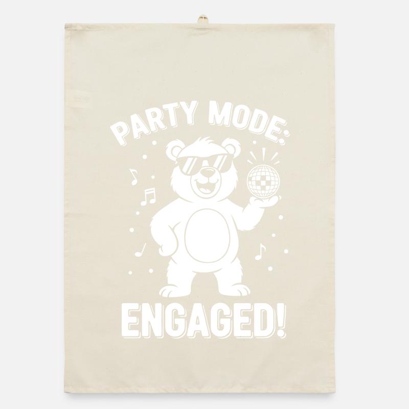 Party Mode Bear: Engaged! Organic dish towel