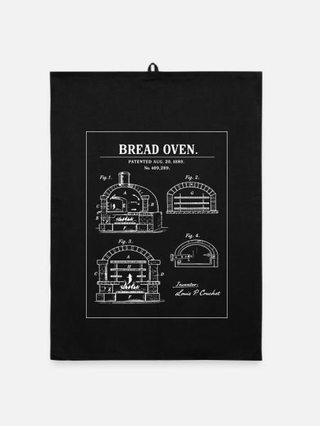 Bread Oven Blueprint Design - Organic dish towel - black - Front
