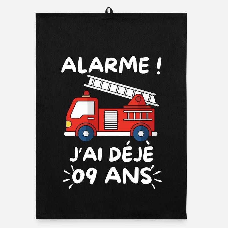 Alarme J’ai Déjà 9 Ans, Anniversaire Pompier Torchon bio