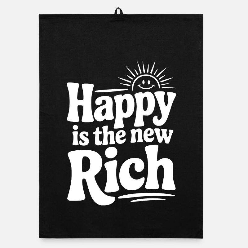Happy is The New Rich Organic dish towel