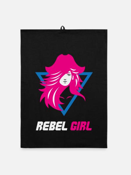 Rebel Girl Bösewicht-Macht - Organic Geschirrtuch - Schwarz - Vorne