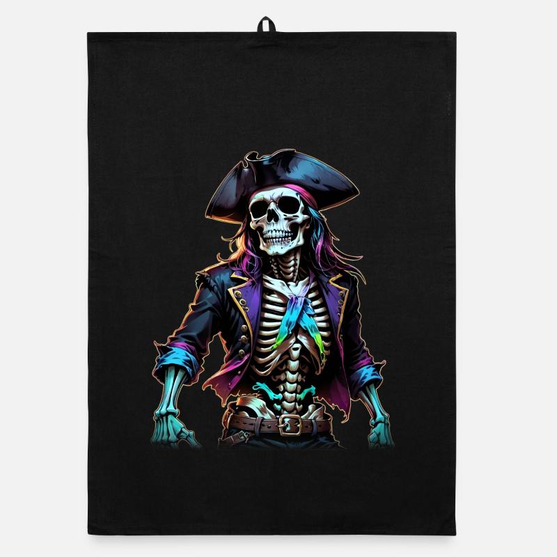 Pirate Skeleton Illustration Organic dish towel