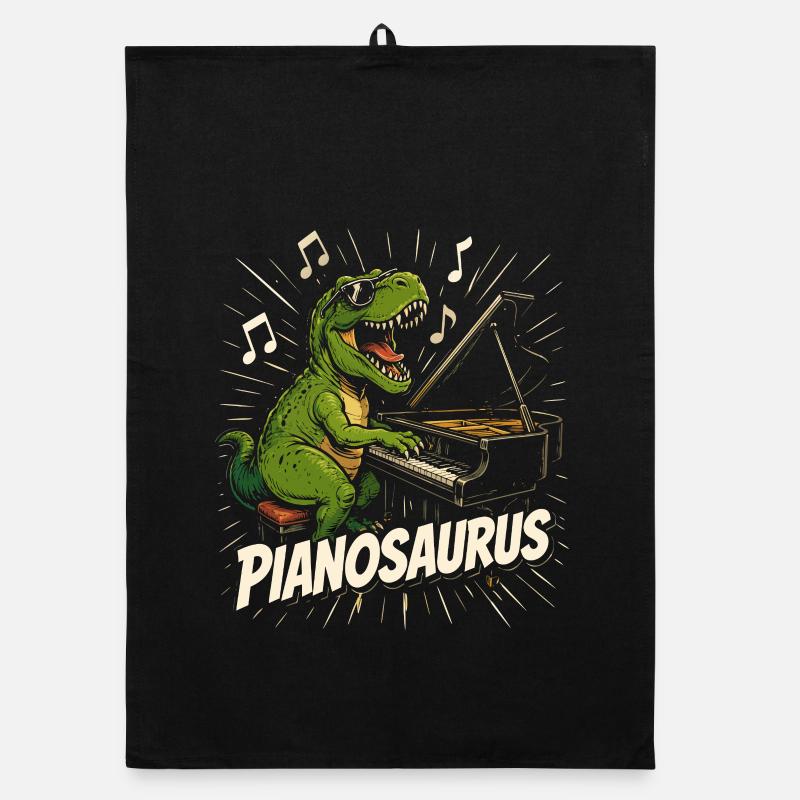 Dinosaure pianiste amusant Torchon bio